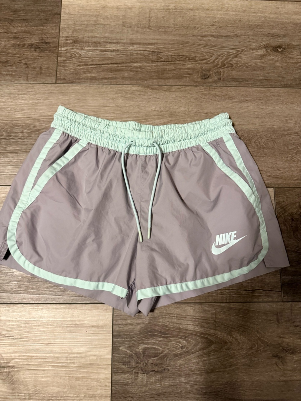 Nike Gray Athletic Shorts with Mint Trim